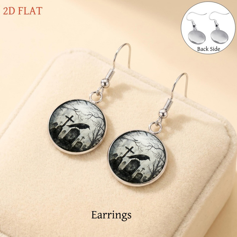 5pcs Gothic Raven & Cemetery Jewelry Set, Halloween Gift